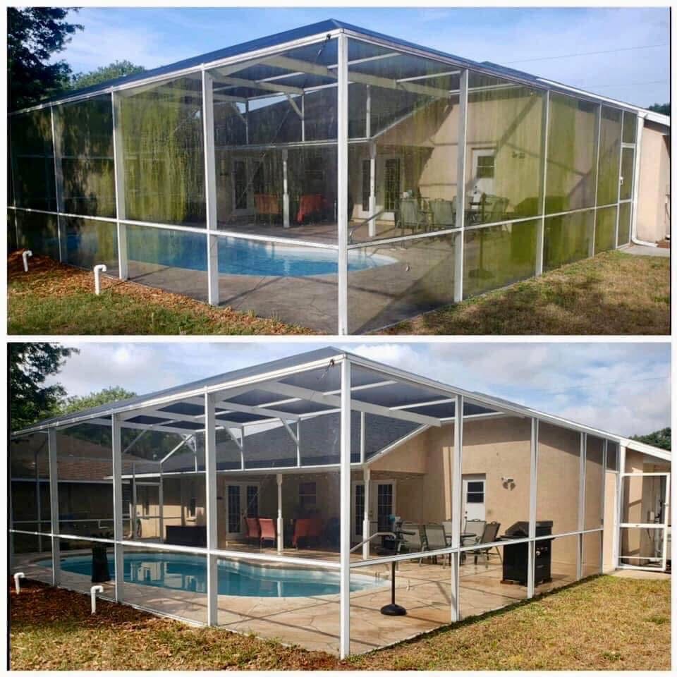 Pool Cage & Deck Cleaning completed by Stwan's Pressure Washing